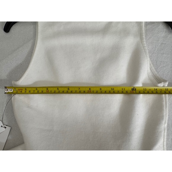 AQUA‎ White Peplum Top Sleeveless Knit Tank Flared Hem Modern Size M - Picture 7 of 9